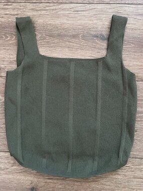 Nuon Olive Green Vertical Seam Wide Strap Tank Top Size Small